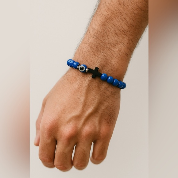 Blue Evil Eye Cross Bracelet set– Protection & Faith - Picture 1 of 4